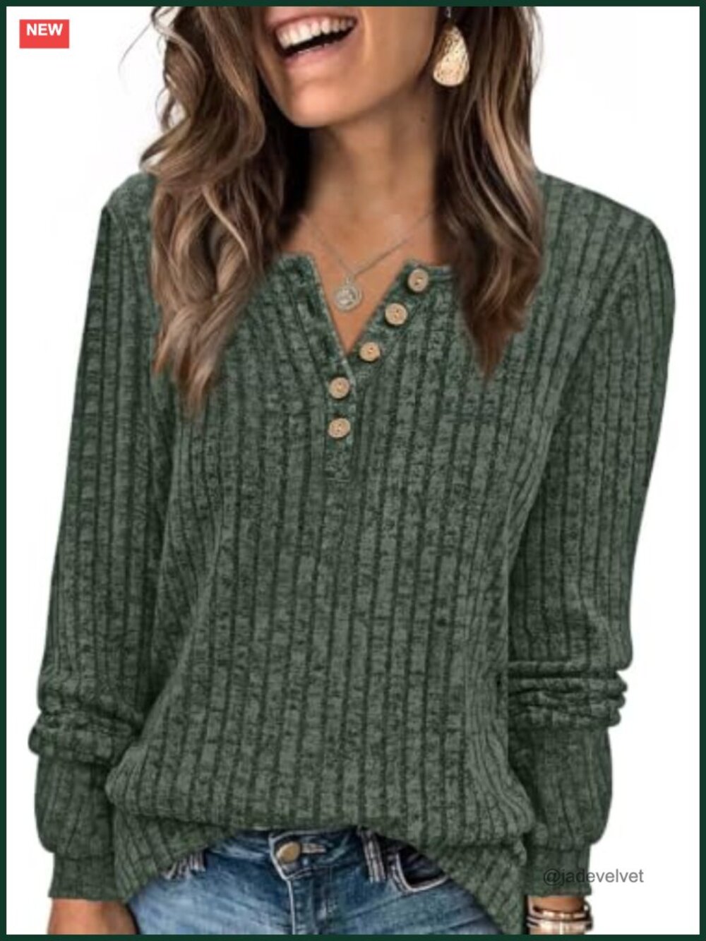 Women's Henley Button Front Tunic Sweater Long Sleeve Pullover